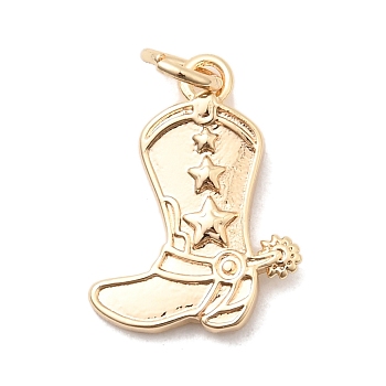 Brass Pendants, Boot Charms, with Jump Ring, Real 18K Gold Plated, 16.5x12x2.5mm, Hole: 3.5mm