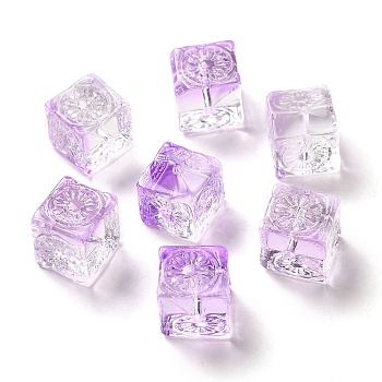 Transparent Glass Beads, Cube, Medium Orchid, 10x11x11mm, Hole: 1.5mm