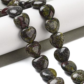 Natural Dragon Blood Beads Strands, Heart, 11~11.5x12x6mm, Hole: 1.1mm, about 36pcs/strand, 15.35 inch(39cm)