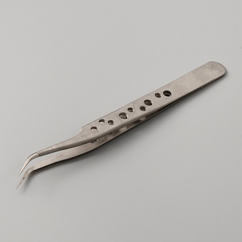 Stainless Steel Carved Ponited Tweezers, Hollow-out, Beading Supplies, Stainless Steel Color, 12.7x1x1cm