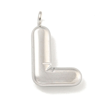 Non-Tarnish 304 Stainless Steel Pendants, Letter Charm, Stainless Steel Color, Letter L, 17x10.5x3mm, Hole: 2mm