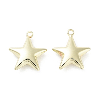 Brass Pendant, Real 18K Gold Plated, Star, 22.5x20x6.5mm, Hole: 1.8mm