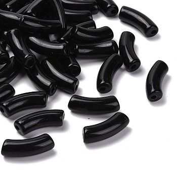 Opaque Acrylic Beads, Curved Tube, Black, 34.5x13x11mm, Hole: 3.5mm, about 155pcs/500g