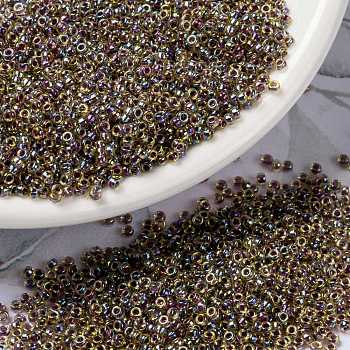 MIYUKI Round Rocailles Beads, Japanese Seed Beads, 15/0, (RR342) Berry Lined Light Topaz AB, 1.5mm, Hole: 0.7mm, about 5555pcs/10g