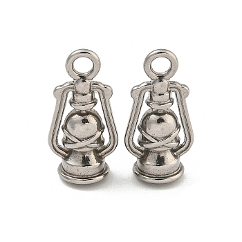 Non-Tarnish 304 Stainless Steel Pendants, Oil Lamp Charm, Stainless Steel Color, 16.5x8x6mm, Hole: 2mm