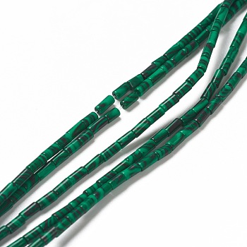 Synthetic Malachite Beads Strands, Column, 4.3~5.6x2.3~2.5mm, Hole: 0.9mm, about 82~86pcs/strand, 14.96~17.71 inch(38~45cm)