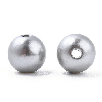 Spray Painted ABS Plastic Imitation Pearl Beads, Round, Gainsboro, 8x9.5mm, Hole: 1.8mm, about 2080 pcs/500g