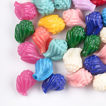 Synthetic Coral Beads, Dyed, Spiral Shell, Mixed Color, 12x10x8mm, Hole: 1.5mm(X-CORA-S026-14)