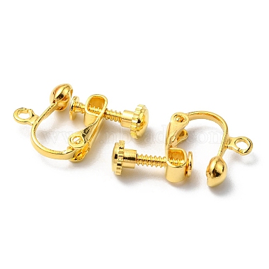 Rack Plated Brass Screw Clip-on Earring Findings(KK-YW0001-10G)-2