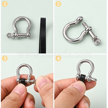 Non-Tarnish 304 Stainless Steel D-Ring Anchor Shackle Clasps(X-STAS-Z017-15P)-6