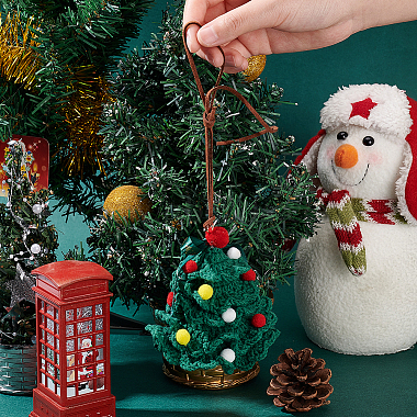 Crochet Christmas Tree Hanging Pendant Decorations(HJEW-WH0007-14)-3
