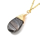 Collier pendentif en agate noire naturelle en fil de laiton enveloppé de larme et boucles d'oreilles pendantes(SJEW-JS01219)-6