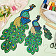 3Pcs 3 Styles Peacock PVC Sequin Iron on Cloth Patches(PATC-FG0001-94)-5