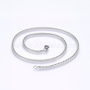 304 Stainless Steel Curb Chain Necklaces, Stainless Steel Color, 17.71 inch(45cm), 3.3mm (NJEW-P226-05P-03)