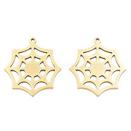 Ion Plating(IP) 201 Stainless Steel Pendants, Halloween Style, Spider Web, Real 18K Gold Plated, 28x25.5x1mm, Hole: 1.4mm(STAS-N098-084LG)