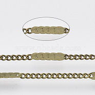 Soldered Brass Coated Iron Curb Chains, Twisted Chains, with Spool, Antique Bronze, 2x1.6x0.4mm, about 39.37 Feet(12m)/roll(CH-T002-02AB)