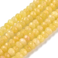 Dyed Natural Malaysia Jade Rondelle Beads Strands, Faceted, Gold, 4x2~3mm, Hole: 1mm, about 115pcs/strand, 14 inch(G-E316-2x4mm-47)