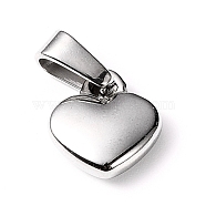304 Stainless Steel charms, Puffed Heart, Stainless Steel Color, 10x9x3mm, Hole: 6x2.5mm(STAS-I127-003P)