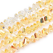 Electroplate Transparent Glass Beads Strands, Half Rainbow Plated, Faceted Triangle, Gold, 4.5x4.5x5.5mm, Hole: 1.2mm, about 88~89pcs/strand, 10.83''~11.02''(27.5~28cm)(EGLA-P052-02A-HP01)