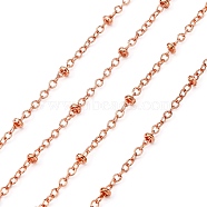 Electroplate Brass Cable Chains, Satellite Chains, Soldered, Beads, Rose Gold,2mm(X-CHC-L019-06RG)