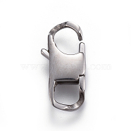 304 Stainless Steel Lobster Claw Clasps, Stainless Steel Color, 17x8x4mm, Hole: 4mm(STAS-I117-02D-P)