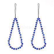 Evil Eye Lampwork Beaded Mobile Phone Straps, Braided Nylon Thread Mobile Accessories Decoration, Blue, 27cm, 2pcs/set(HJEW-GO00001)