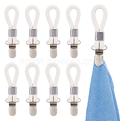 8Pcs Hanging Iron Tea Towel Clip, with Cotton Cord, for Kitchen Dish and Bathroom Towel, White, 120x28.5x11mm, Hole: 29mm(AJEW-GF0005-42)