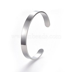 304 Stainless Steel Blank Cuff Bangles, Custom Engraved Name Text Bangle, Stainless Steel Color, Inner Diameter: 50x63mm, Width: 8mm(BJEW-E361-11P)