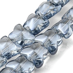 Pearl Luster Plated Electroplate Transparent Glass Beads Strands, Butterfly, Slate Gray, 8x10x6mm, Hole: 1mm, about 90pcs/strand, 10.08 inch(25.6cm)(EGLA-G037-11A-PL01)