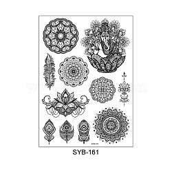 Mandala Pattern Vintage Removable Temporary Water Proof Tattoos Paper Stickers, Mixed Patterns, 21x15cm(MAND-PW0001-15E)