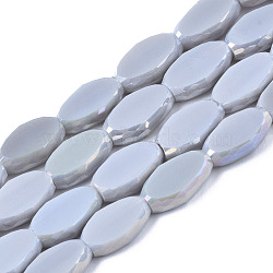 Electroplate Glass Beads Strands, AB Color Plated, Faceted, Rice, Gray, 10x6x3.5mm, Hole: 1.4mm, about 50pcs/strand, 19.69~20.94 inch(50~53.2cm)(EGLA-Q125-009B)