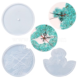 DIY Island Scenery Clock Silicone Molds, Resin Casting Molds, for UV Resin & Epoxy Resin Craft Making, White, 147~168x166~168x10mm, Hole: 8~8.8mm, 3pcs/set(DIY-E055-41)