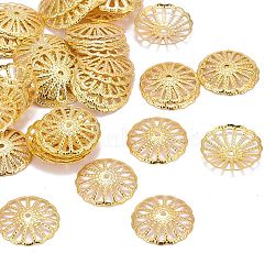 Iron Fancy Bead Caps, Flower, Golden Color, about 13mm in diameter, 2mm thick, hole: 2mm(X-E014Y-G)
