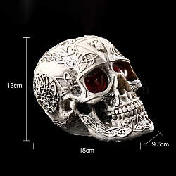 Halloween Bar Decoration, Resin Skull Model Statues, Photography Props, Floral White, 150x95x130mm(PW-WG89825-03)
