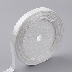 Single Face Satin Ribbon, Polyester Ribbon, Milk White, Size: about 5/8 inch(16mm) wide, 25yards/roll(22.86m/roll), 250yards/group(228.6m/group), 10rolls/group(SRIB-Y042)