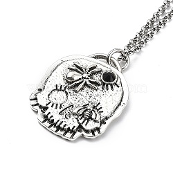 Skull Rhinestone Pendant Necklaces with Rolo Chains, Alloy Jewelry for Men Women, Spider, 27.17 inch(69cm)(NJEW-F309-08)