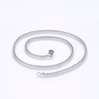 304 Stainless Steel Curb Chain Necklaces, Stainless Steel Color, 17.71 inch(45cm), 3.3mm 