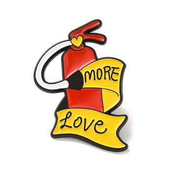 Fire Extinguishing Theme Black Alloy Enamel Pin Brooches, Fire Extinguisher, 30x25x1.5mm