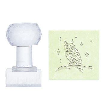 Plastic Stamps, DIY Soap Molds Supplies, Square, Owl Pattern, 38x38mm