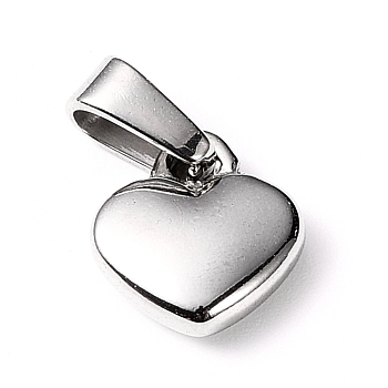 304 Stainless Steel charms, Puffed Heart, Stainless Steel Color, 10x9x3mm, Hole: 6x2.5mm