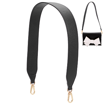 Composite Cowhide Bag Handles, Underarm Bag Wide Strap, with Alloy Swivel Clasp, Black, 67x4.05x0.3cm