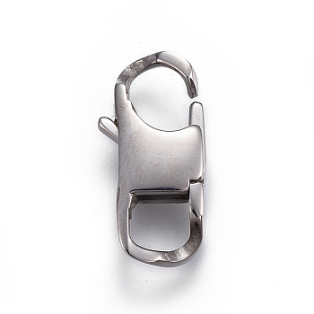 304 Stainless Steel Lobster Claw Clasps, Stainless Steel Color, 17x8x4mm, Hole: 4mm