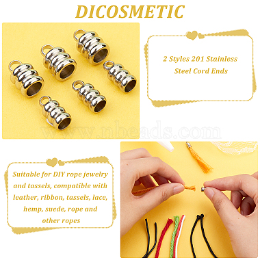 DICOSMETIC 80Pcs 2 Size 201 Stainless Steel Cord Ends(STAS-DC0010-93)-4