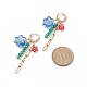 Lampwork Flower & Glass & Chain Tassel Long Dangle Hoop Earrings(EJEW-TA00138)-2