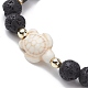 Tortoise Synthetic Turquoise & Natural Lava Rock Stretch Bracelets for Women(BJEW-JB10106-06)-3