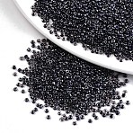 12/0 Glass Seed Beads, Transparent Inside Colours Luster, Round Hole, Round, Black, 12/0, 2~2.5x1.5~2mm, Hole: 0.8mm, about 30000pcs/bag(SEED-A015-2mm-2210)
