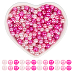 Valentine's Day Acrylic/ABS Plastic Imitation Pearl, Round, Pink, 6x5.5mm, Hole: 1.5~2mm, 400pcs/color(OACR-SP0001-66A-03)