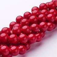 Natural Mashan Jade Round Beads Strands, Dyed, Red, 12mm, Hole: 1mm, about 34pcs/strand, 15.7 inch(G-D263-12mm-XS31)