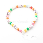 Braided Nylon Thread, Handmade Transparent Stripe Resin Beads Beaded Mobile Strap, for DIY Phone Case Decoration, with Opaque Acrylic European Beads and Butterfly Beads,, Colorful, 245mm(HJEW-JM00509)