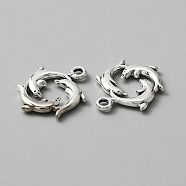Tibetan Style Alloy Pendants, 3 Dolphins Circle Charms, Antique Silver, 20.5x16x2mm, Hole: 1.9mm(FIND-CJC0007-58)